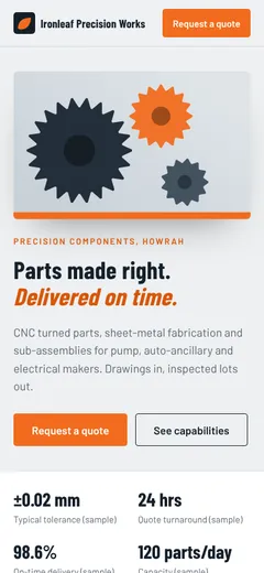 The demo website on a phone