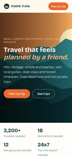 The demo website on a phone