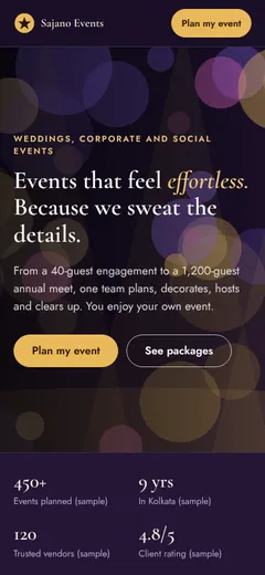 The demo website on a phone