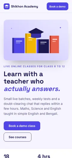 The demo website on a phone